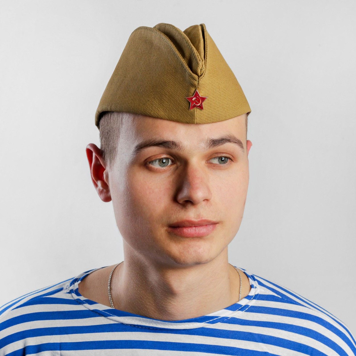 

Пилотка гост, хлопок 100%, р. 52 + термонаклейка, Бежевый;зеленый