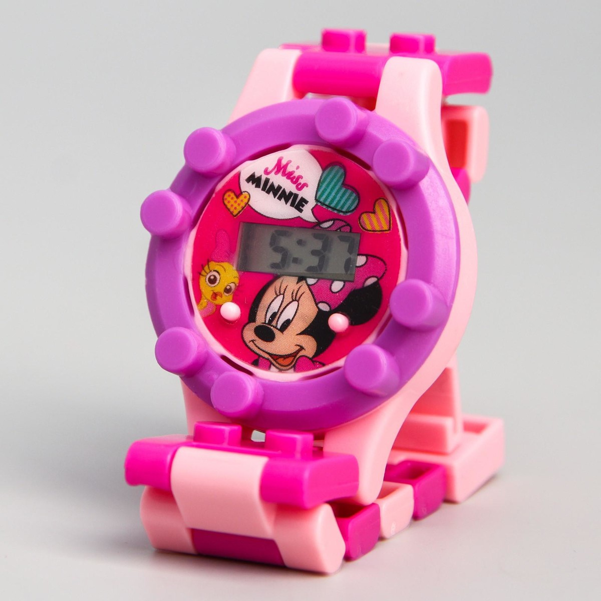 Часы наручные лего, минни маус, с ремешком-конструктором Disney