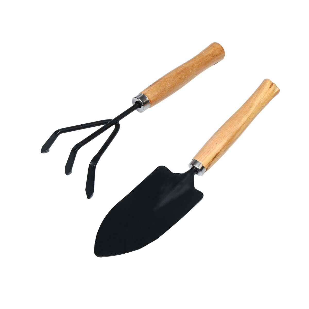 Набор садового инструмента, 2 предмета: рыхлитель, совок, длина 26 см, деревянные ручки набор для песочницы совок и грабли с отверстием а микс 5 набор