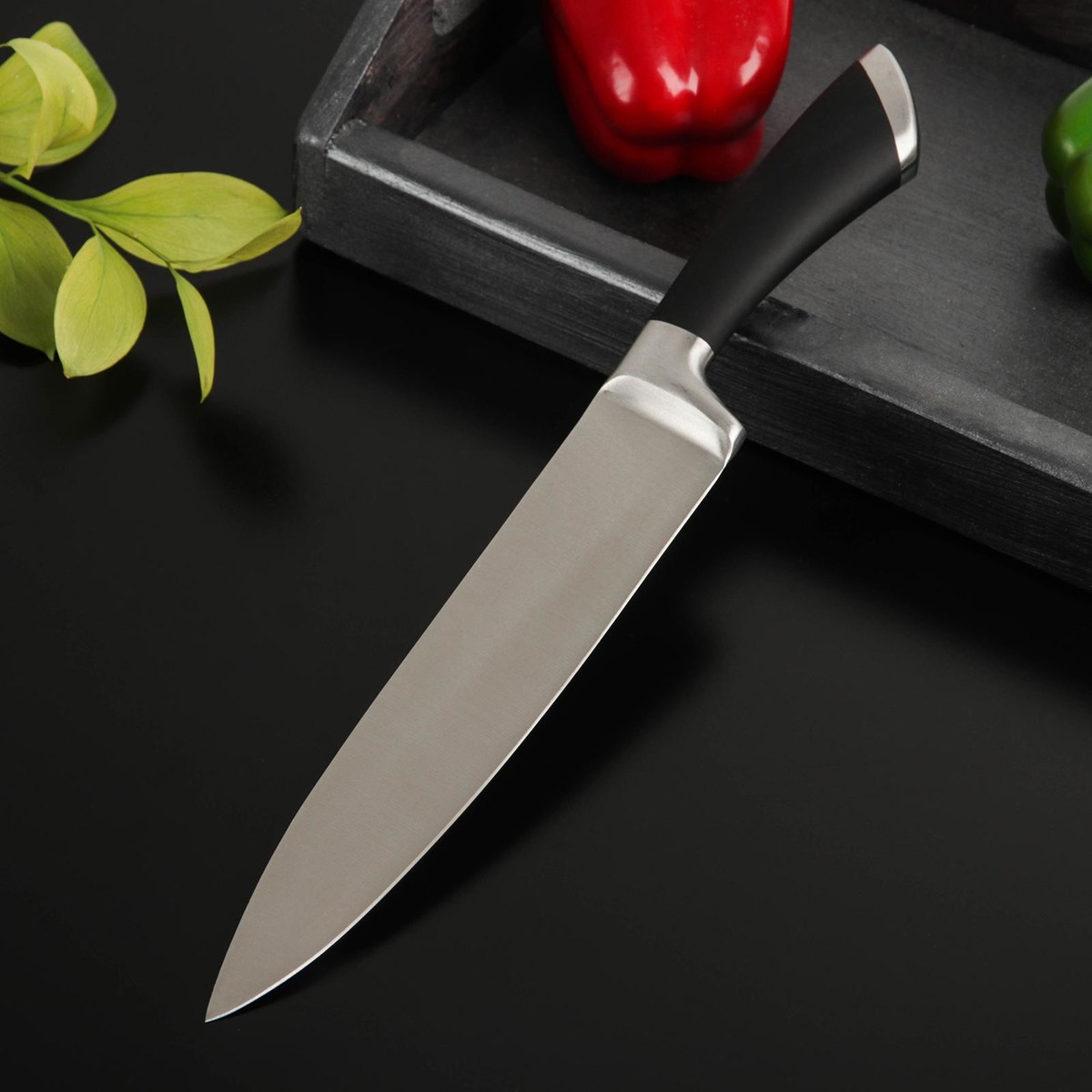 Нож кухонный доляна venus, длина лезвия 20 см, цвет черный нож кухонный доляна simplex обвалочный длина лезвия 15 2 см