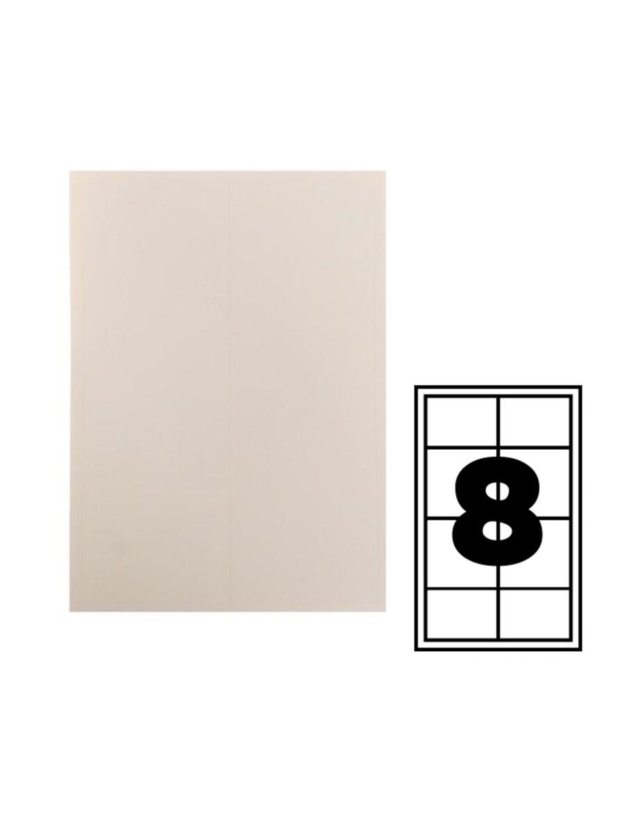 

Этикетки а4 самоклеящиеся, 50 листов, 80 г/м², на листе 8 этикеток размером 105×74 мм, белые, матовые, Белый