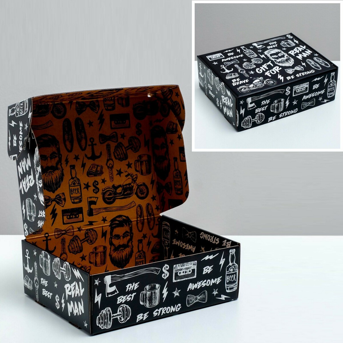 Коробка подарочная двухсторонняя складная, упаковка, расческа двухсторонняя с натуральной щетиной черная 22 6см 301 013
