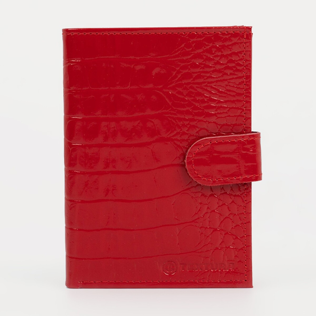 Обложка для автодокументов и паспорта на кнопке, цвет красный TEXTURA