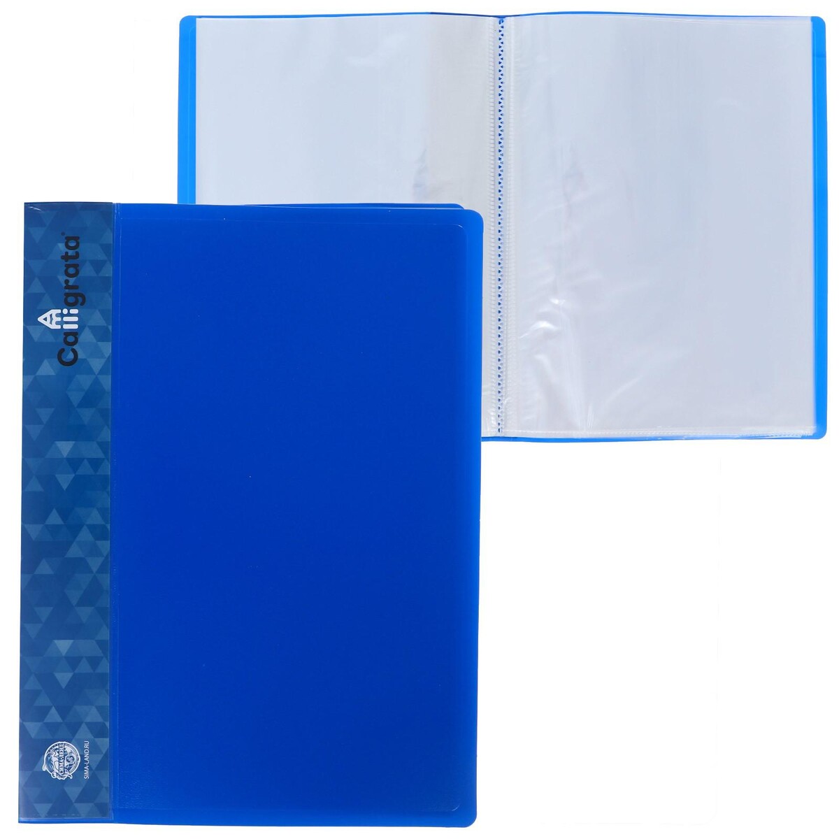 Папка с 60 вкладышами а4, 500 мкм, calligrata, карман на корешке, синяя папка c 100 вкладышами а4 700 мкм calligrata deluxe 40 мм в коробке синяя