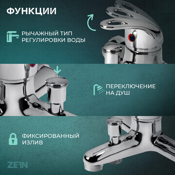 Смеситель для ванны zein z0153, картридж