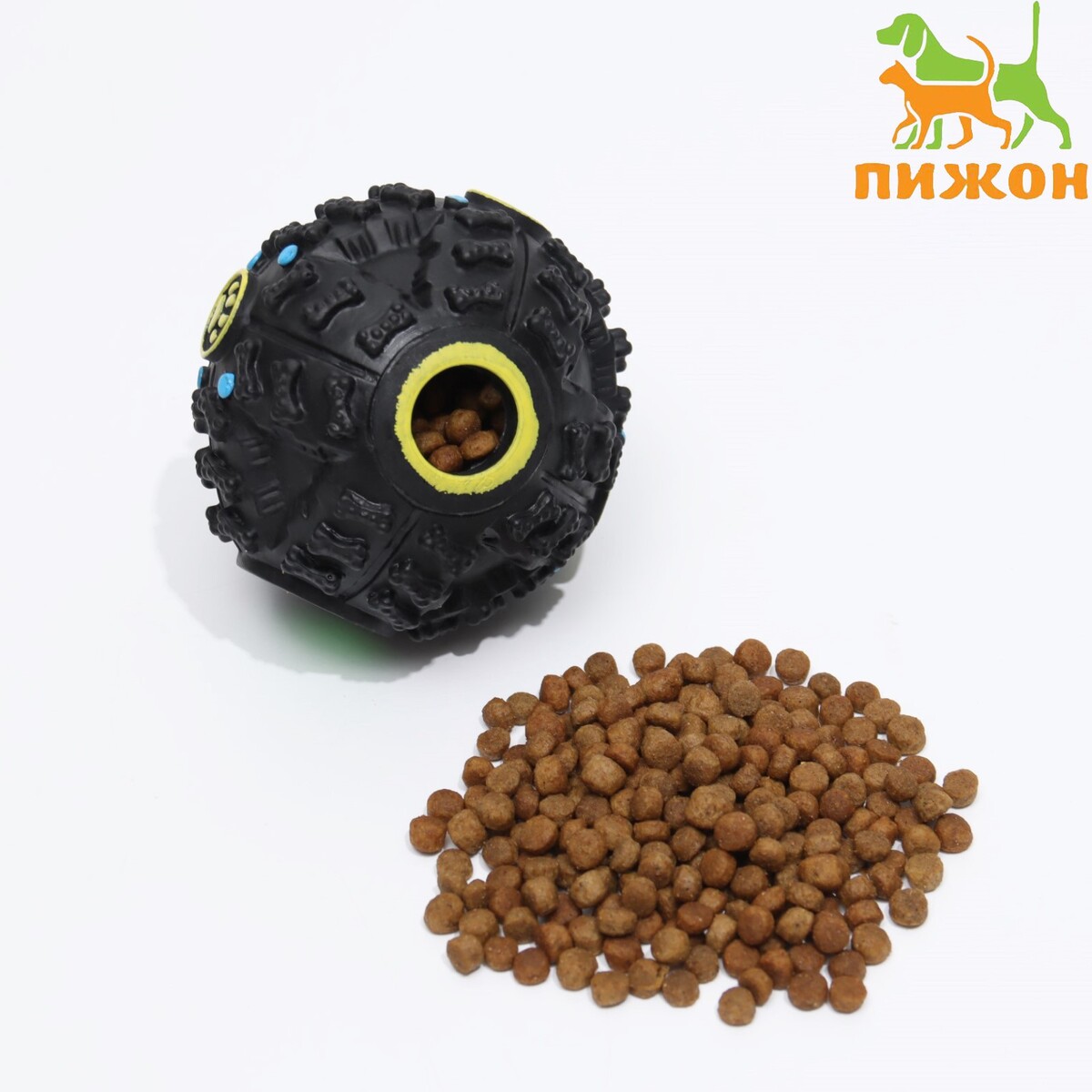 Квакающий мяч для собак, жёсткий, 7,5 см, чёрный, Пижон