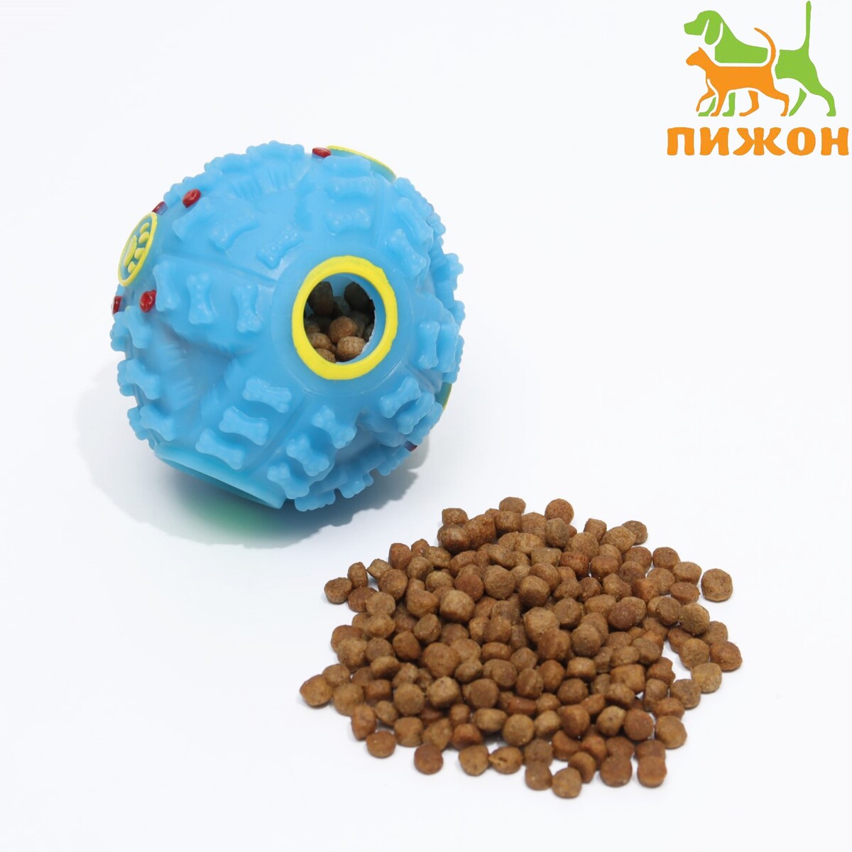 Квакающий мяч для собак, жесткий, 7,5 см, голубой кликер для дрессировки собак с браслетом на руку голубой