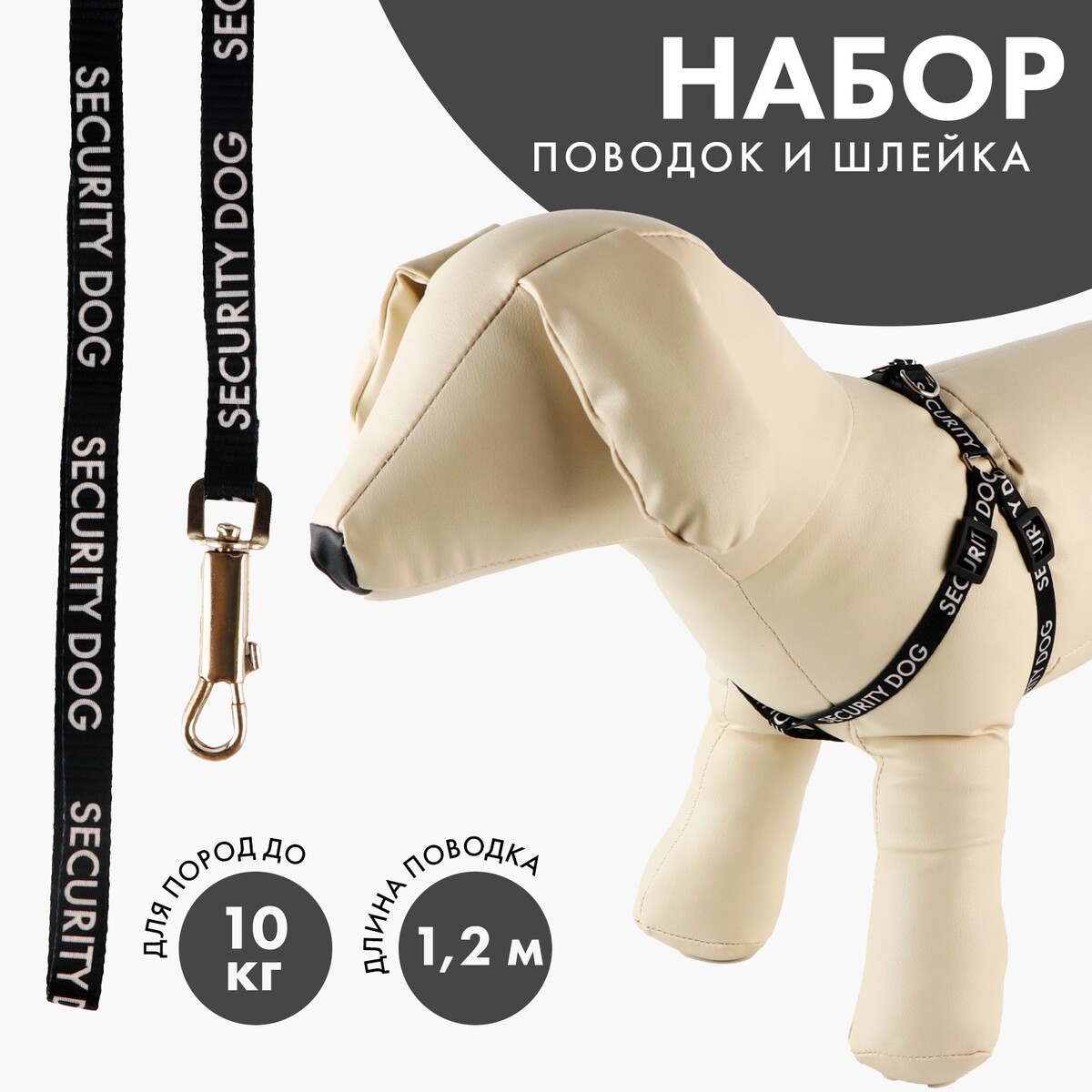 Комплект security dog, шлейка 26-39 см, поводок 120х1 см дракон московский
