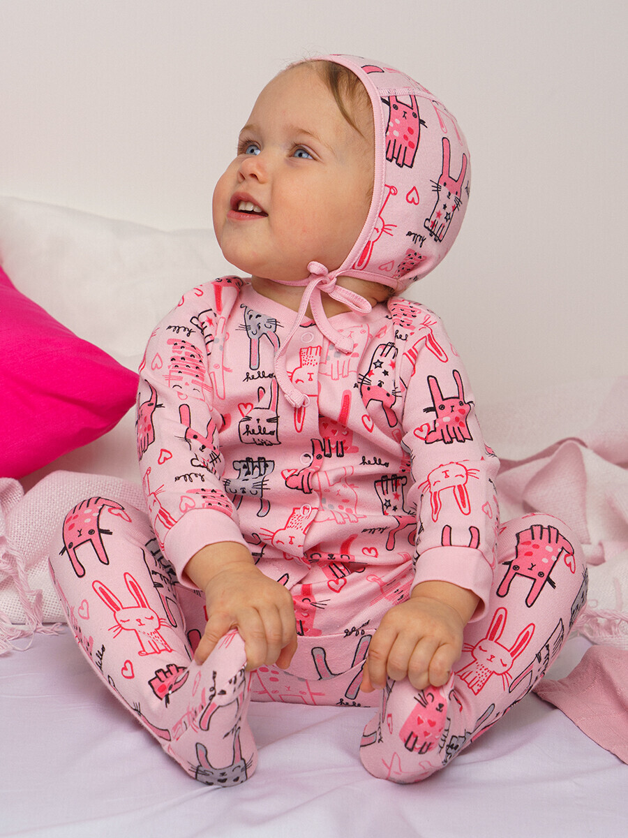 

Чепчик трикотажный, Розовый;светло-розовый