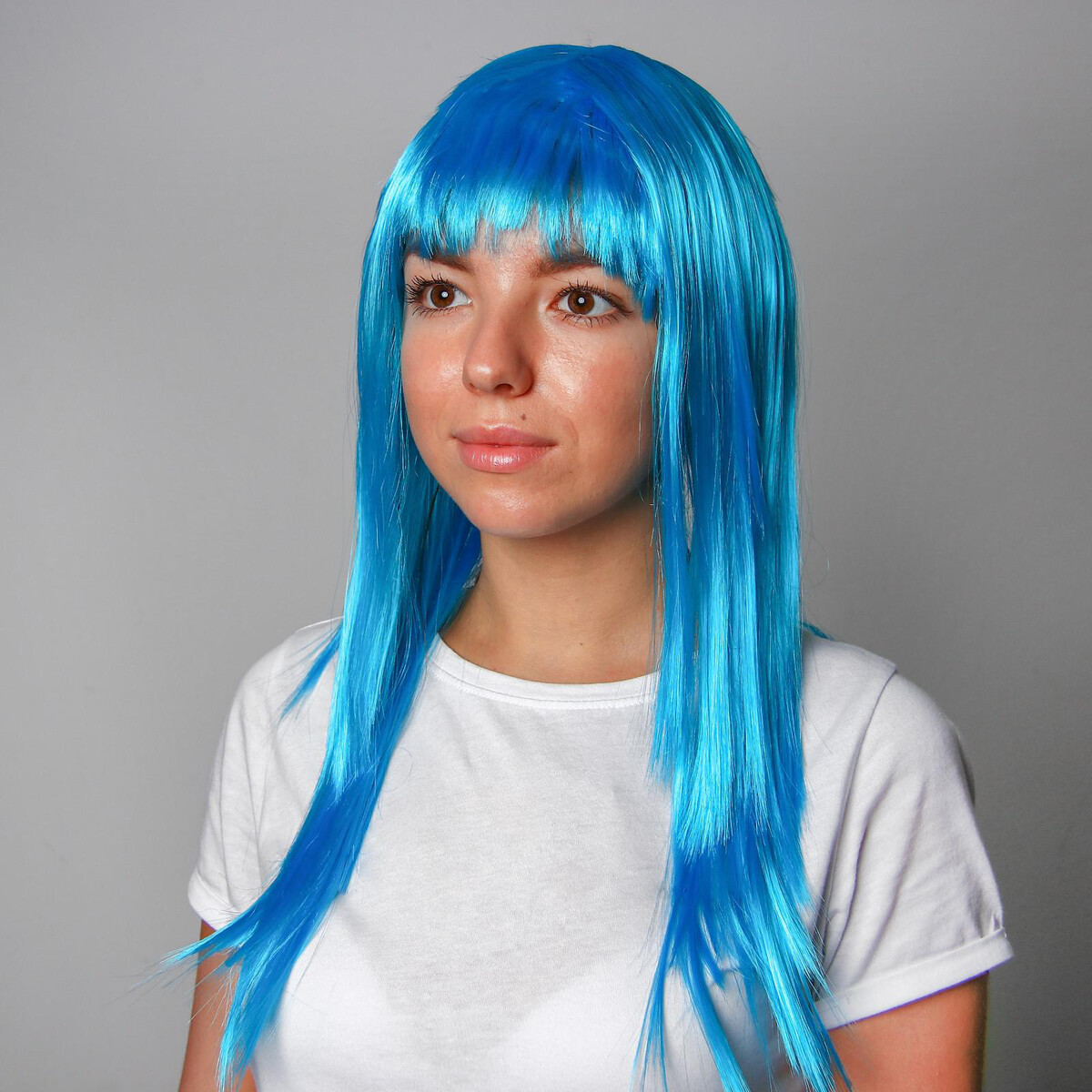 Карнавальный парик, длинные прямые волосы, цвет голубой, 120 г карнавальный парик длинные прямые волосы красный 120 г
