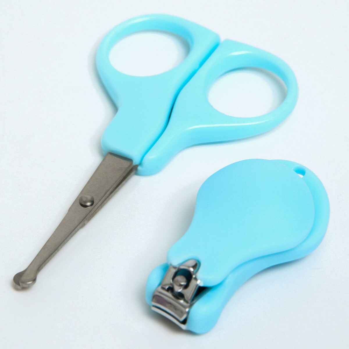 Детский маникюрный набор, 2 предмета: ножницы, кусачки-книпсер, от 0 мес., цвет голубой набор подарочный 3в1 ручка зеркало кусачки