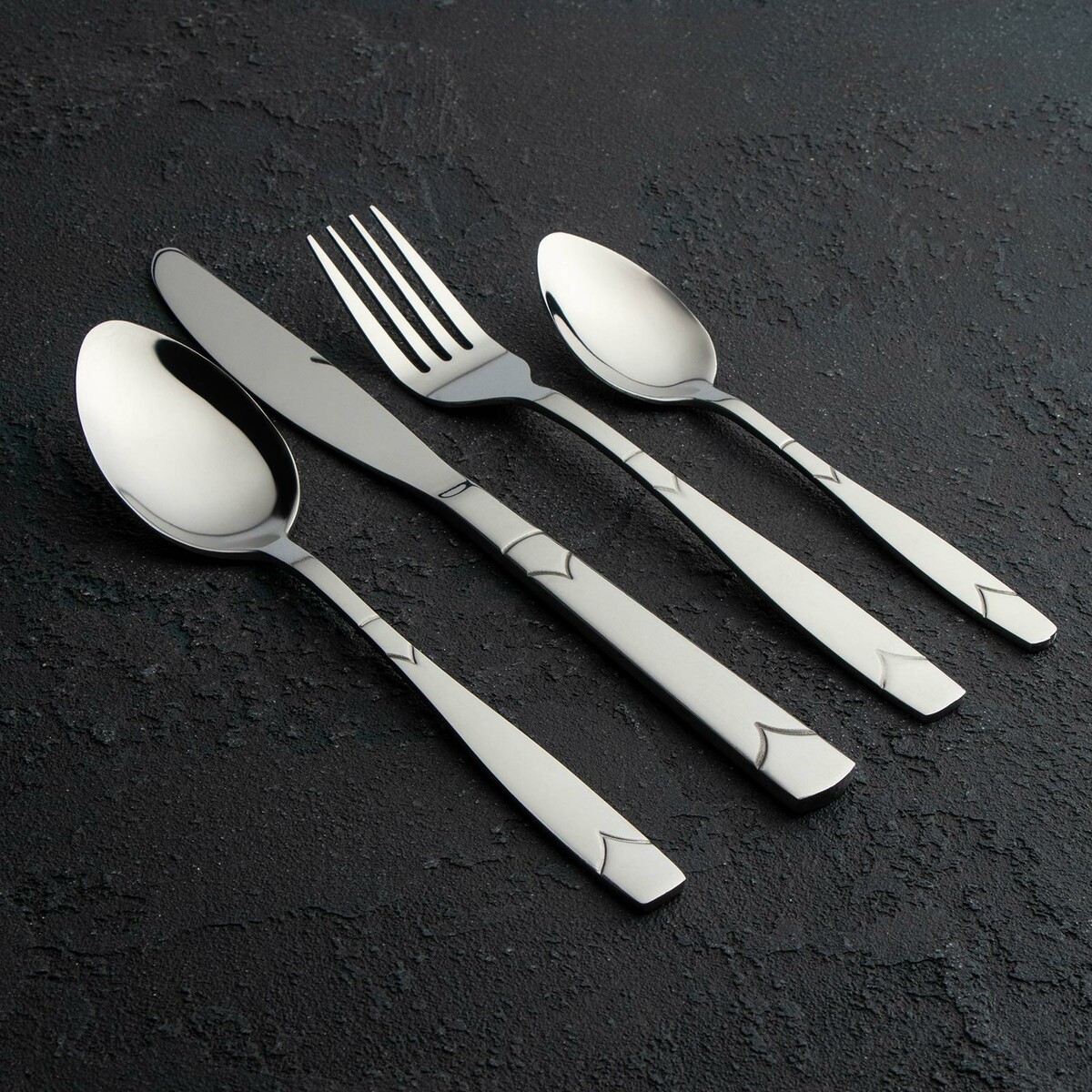 

Набор столовых приборов из нержавеющей стали доляна, 24 предмета, на 6 персон, цвет серебряный, Серебристый