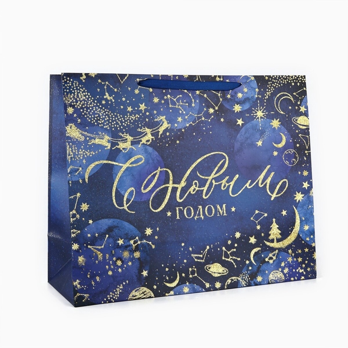 

Пакет подарочный новогодний ламинированный, Синий