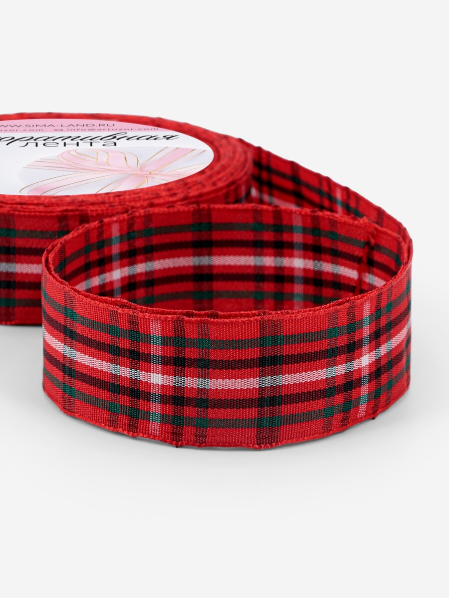 

Лента новогодняя, декоративная, Красный