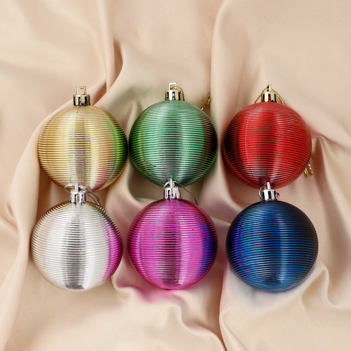 

Набор шаров пластик d-6 см, 6 шт, Микс