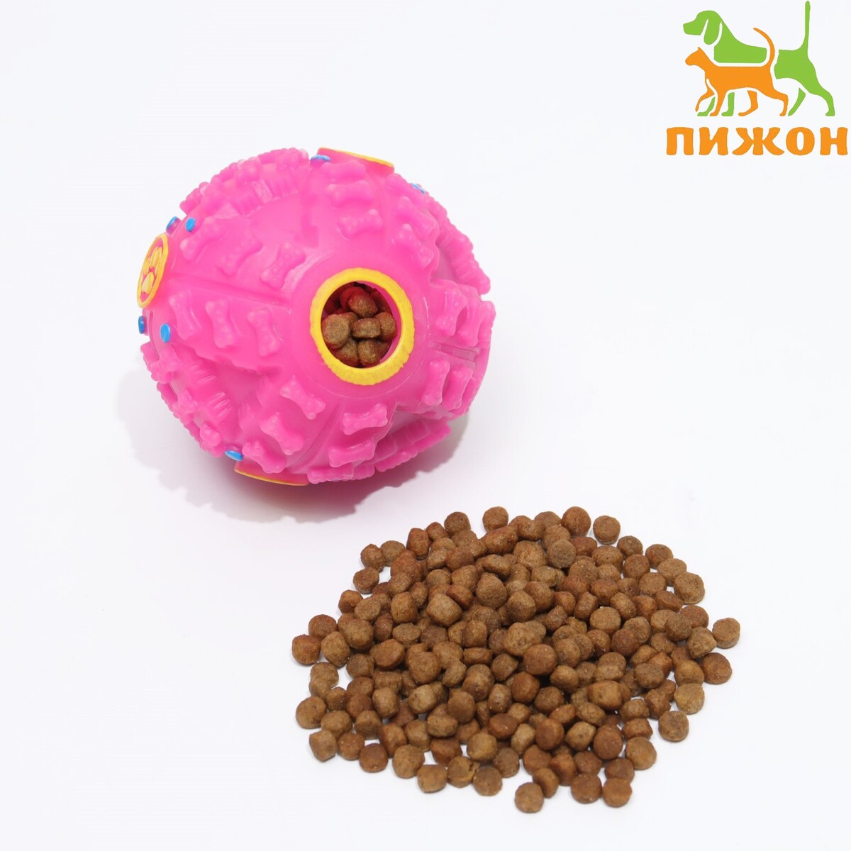 Квакающий мяч для собак, жесткий, 7,5 см, розовый квакающий мяч для собак большой жесткий 9 5 см желтый