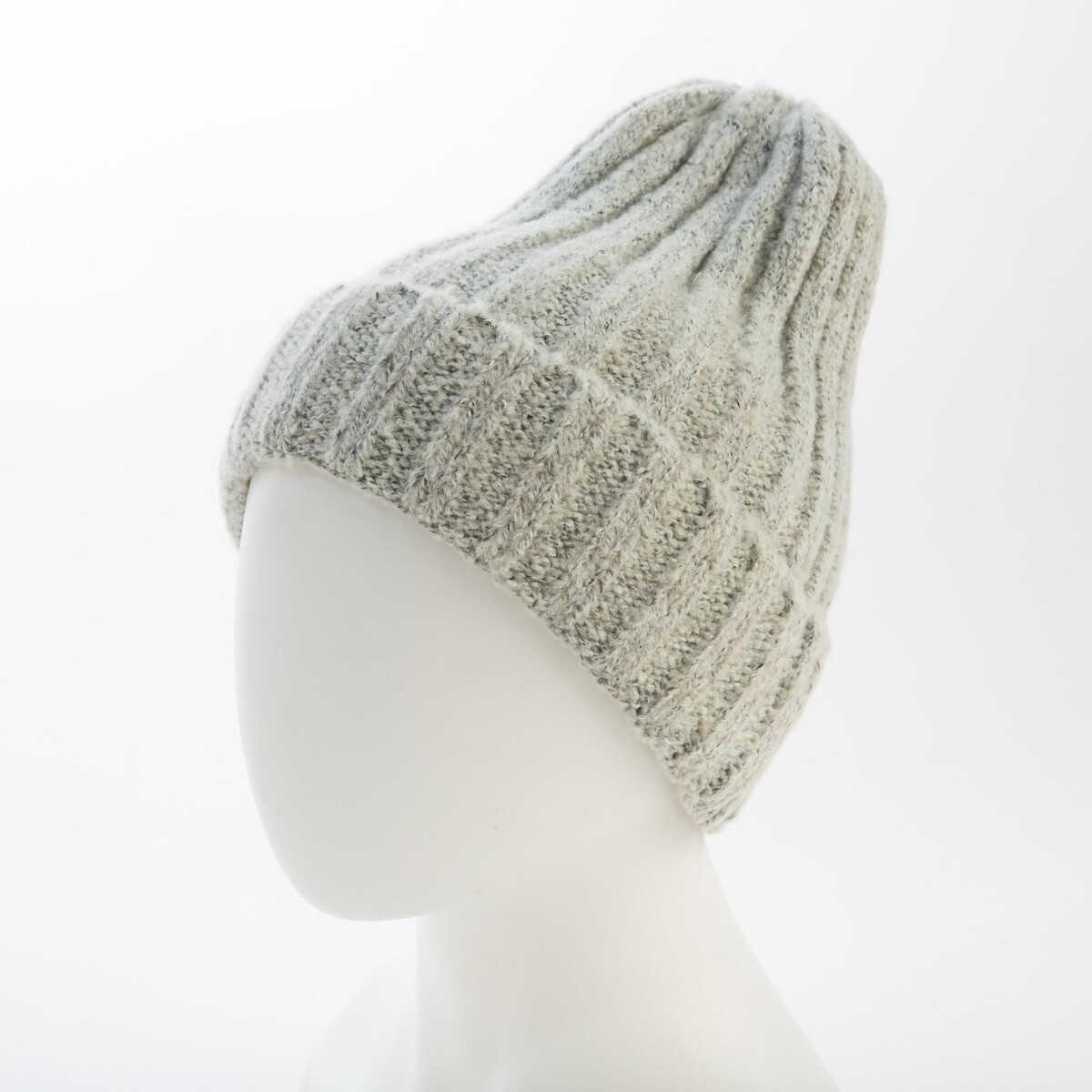 фото Шапка женская minaku с подворотом, размер 54-56, цвет серый