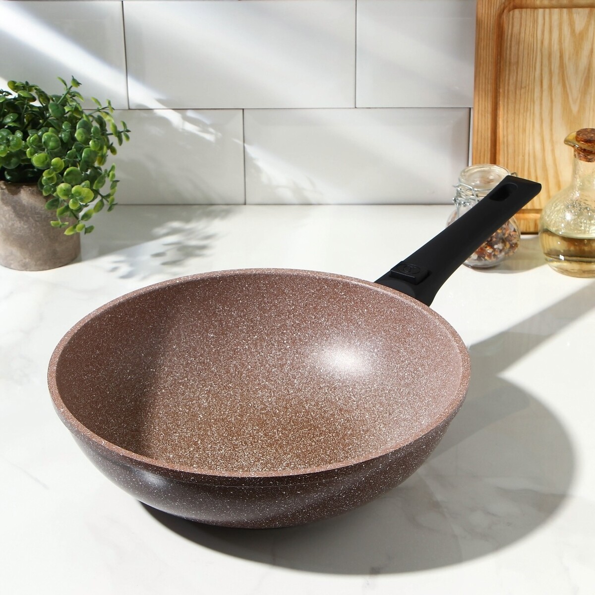 Сковорода wok доляна сковорода wok доляна брауни d 28 см съёмная ручка антипригарное покрытие индукция