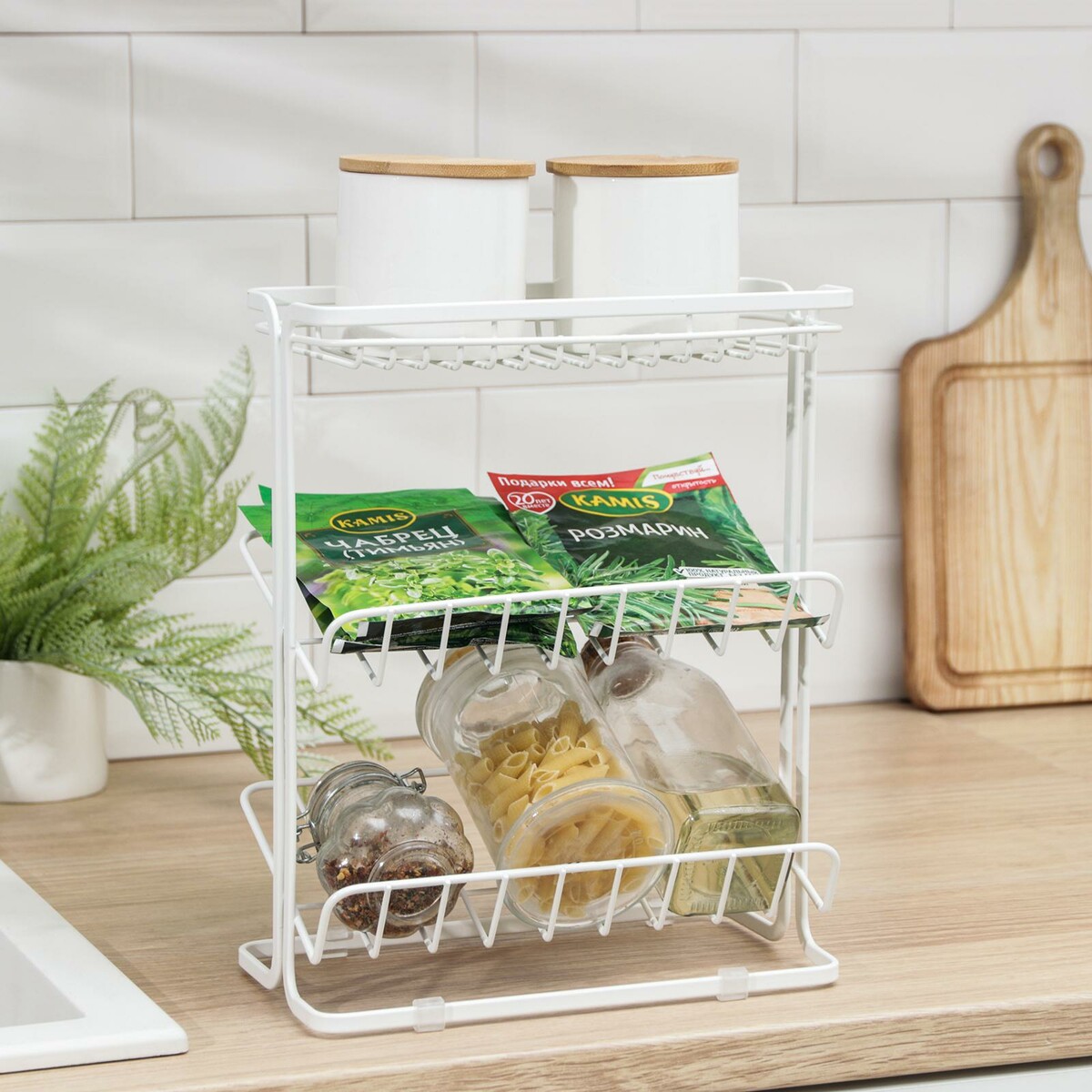 

Полка кухонная для банок и специй 24х13х30 см, цвет белый