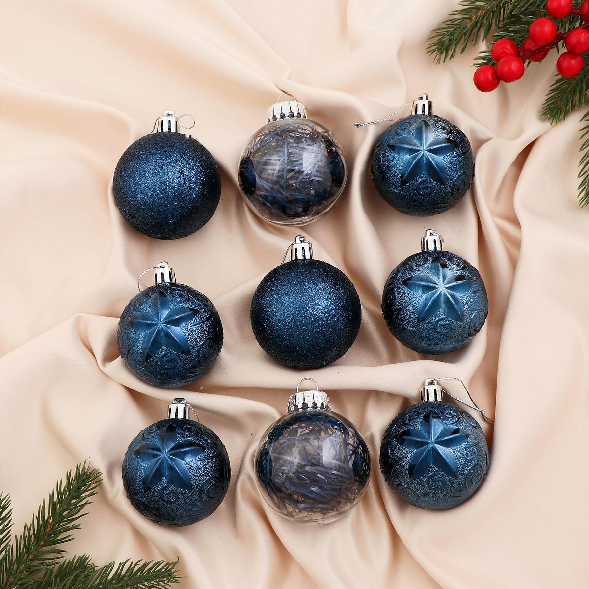 

Ёлочные игрушки, Прозрачный;синий