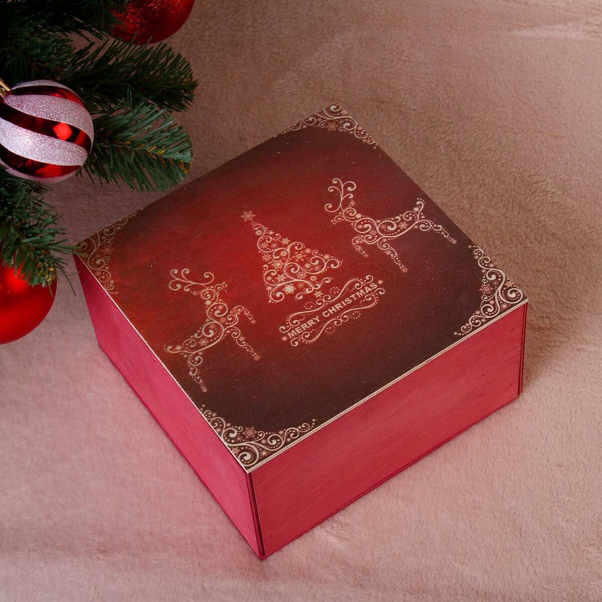 Коробка подарочная деревянная коробка с ячейками паттерн 24 х 12 х 5 см