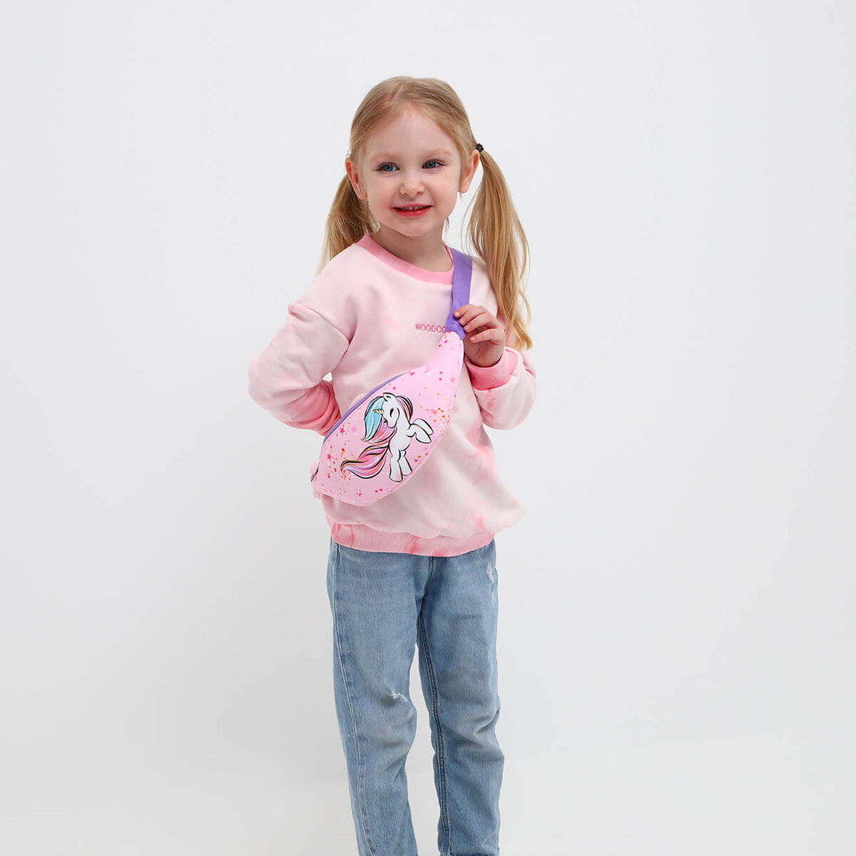 Сумка детская поясная единорог на молнии, наружный карман, цвет розовый рюкзак дет единорог 15718 отд на молнии н карман малиновый