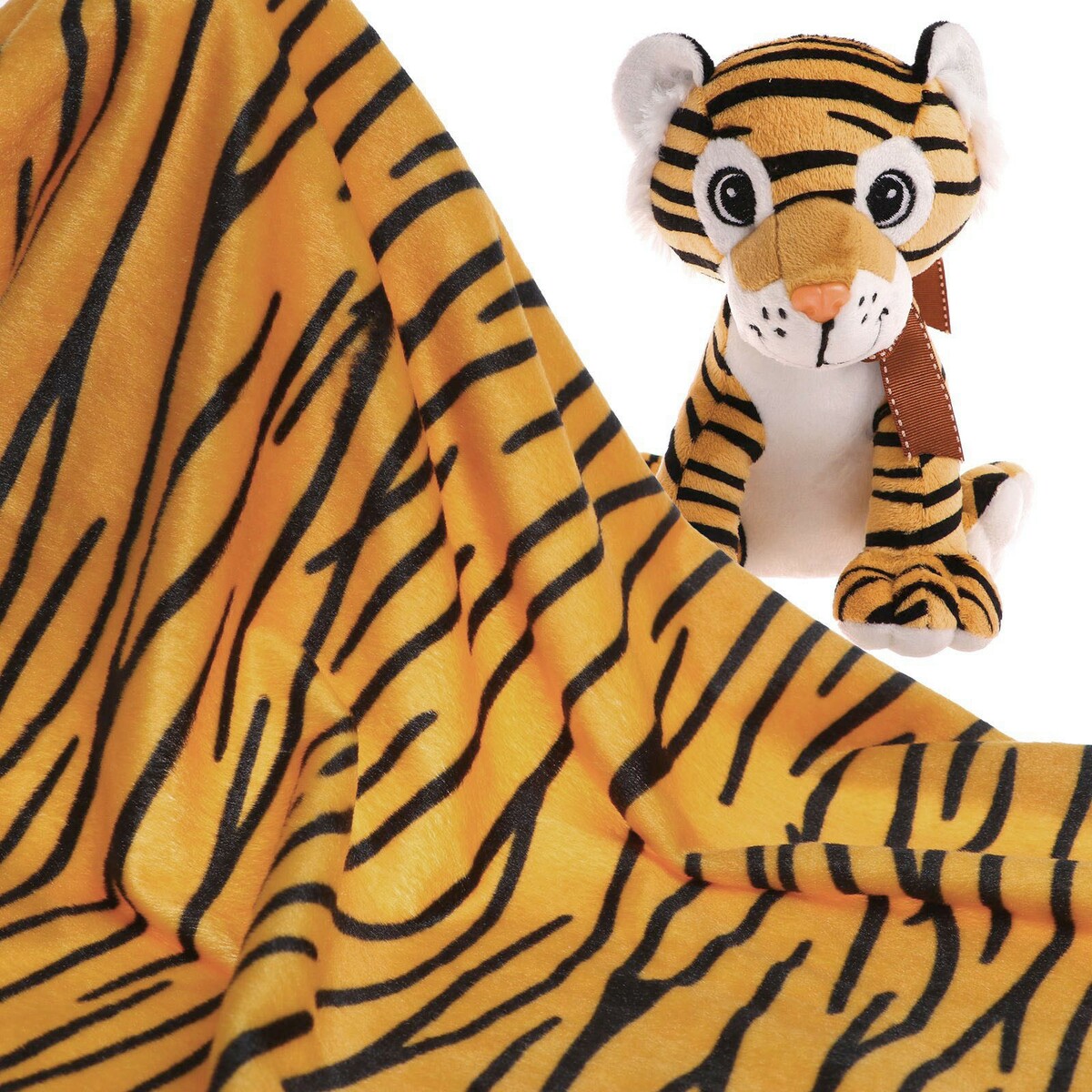 Лоскут для рукоделия, 53 × 53 см, мех тигровый бежевый на трикотажной основе лоскут