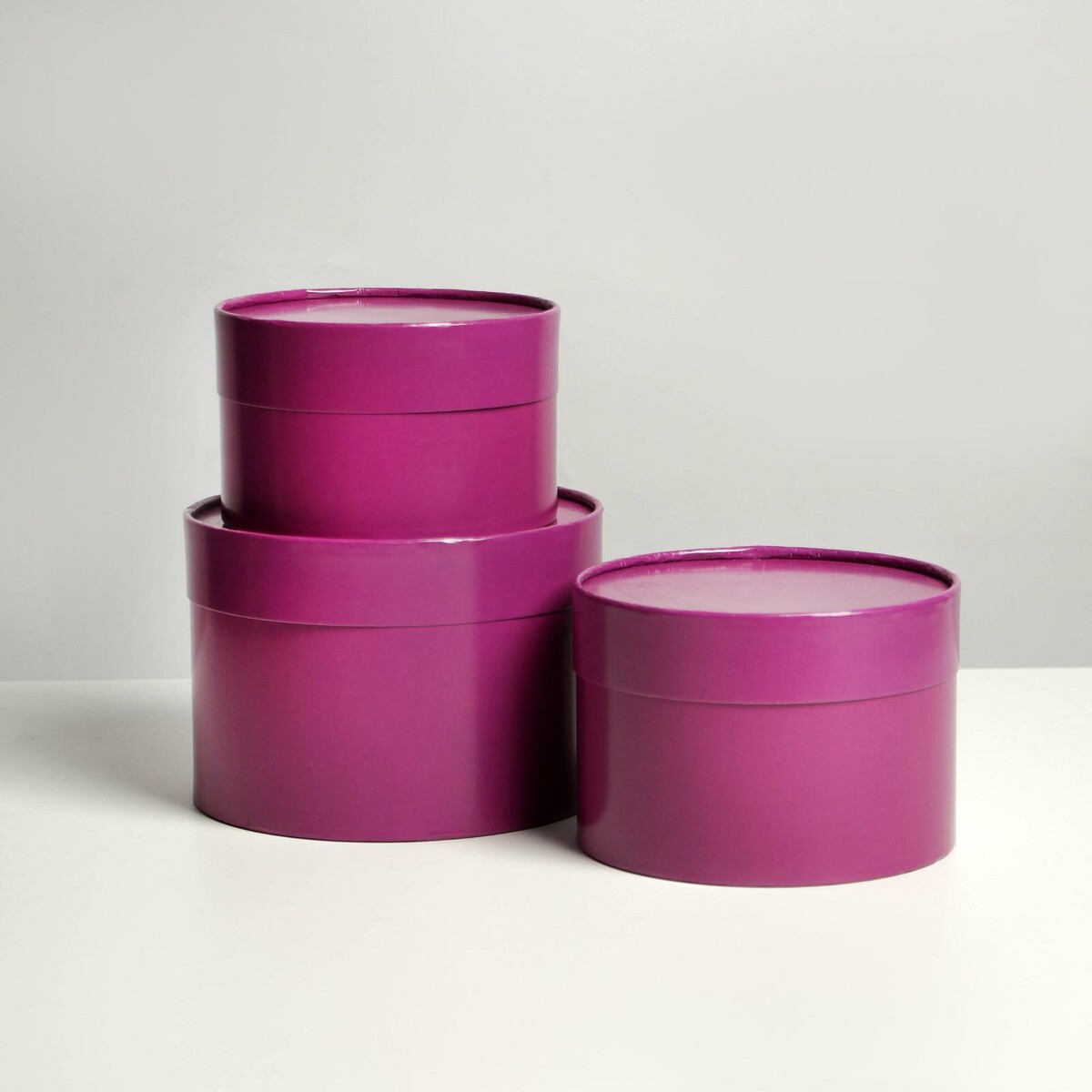 Набор шляпных коробок 3 в 1 фиолетовый, упаковка подарочная, 16 х 10, 14 х 9, 13 х 8,5 см тюбинг nika тб1к 070 см чехол 780 мм фиолетовый оранжевый с камерой инд упаковка