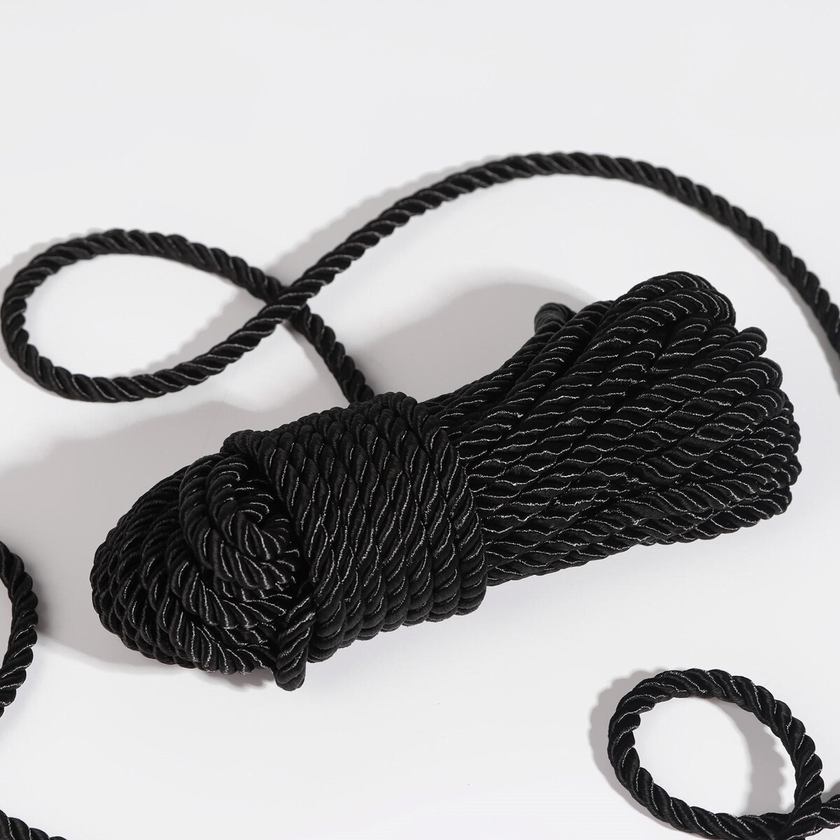Шнур витой, d = 5 мм, 10 ± 1 м, цвет черный шнур для декора и отделки витой серый декоративный без тесьмы 12 мм х 25 м