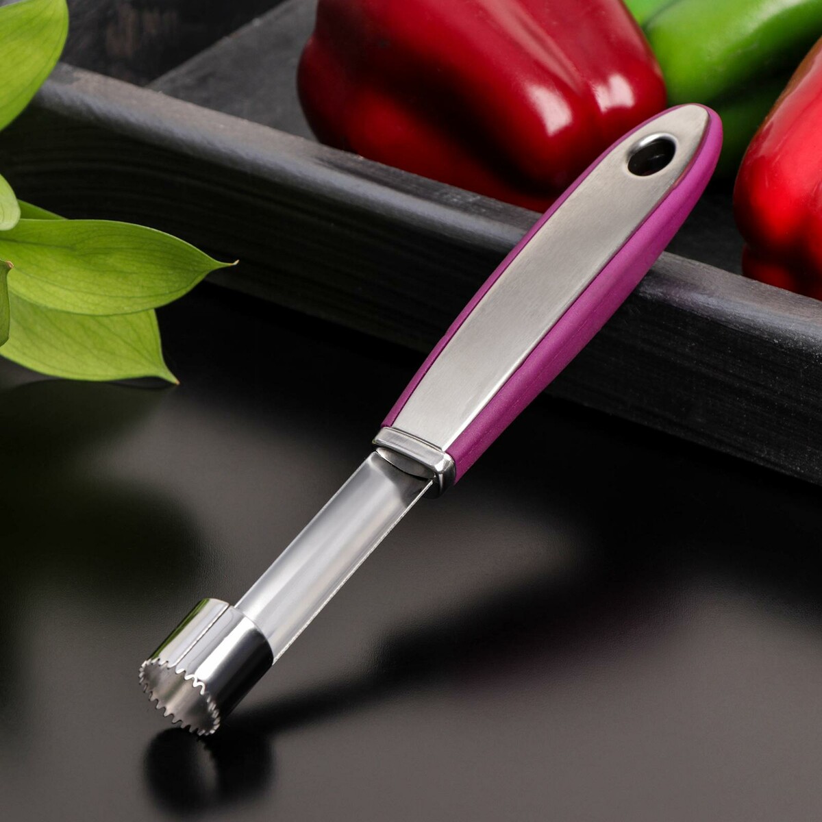 Нож для сердцевины доляна blаde, 21 см, ручка sоft-tоuch, цвет фиолетовый держатель для штор роза 2 шт 10 см нержавеющая сталь вставки фиолетовый