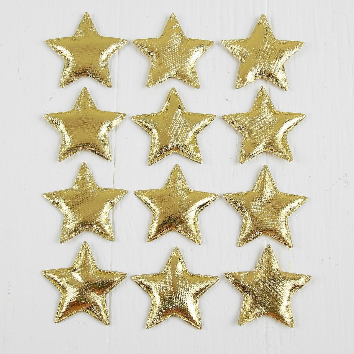 Звездочки декоративные, набор 12 шт., размер 1 шт. 5.5 × 5.5 см, цвет золото