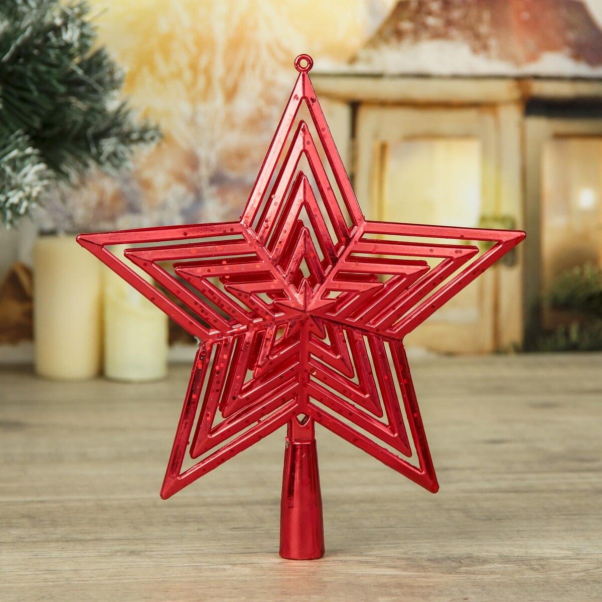 

Звезда на елку (верхушка) грани, 20.5×22.5 см, красный