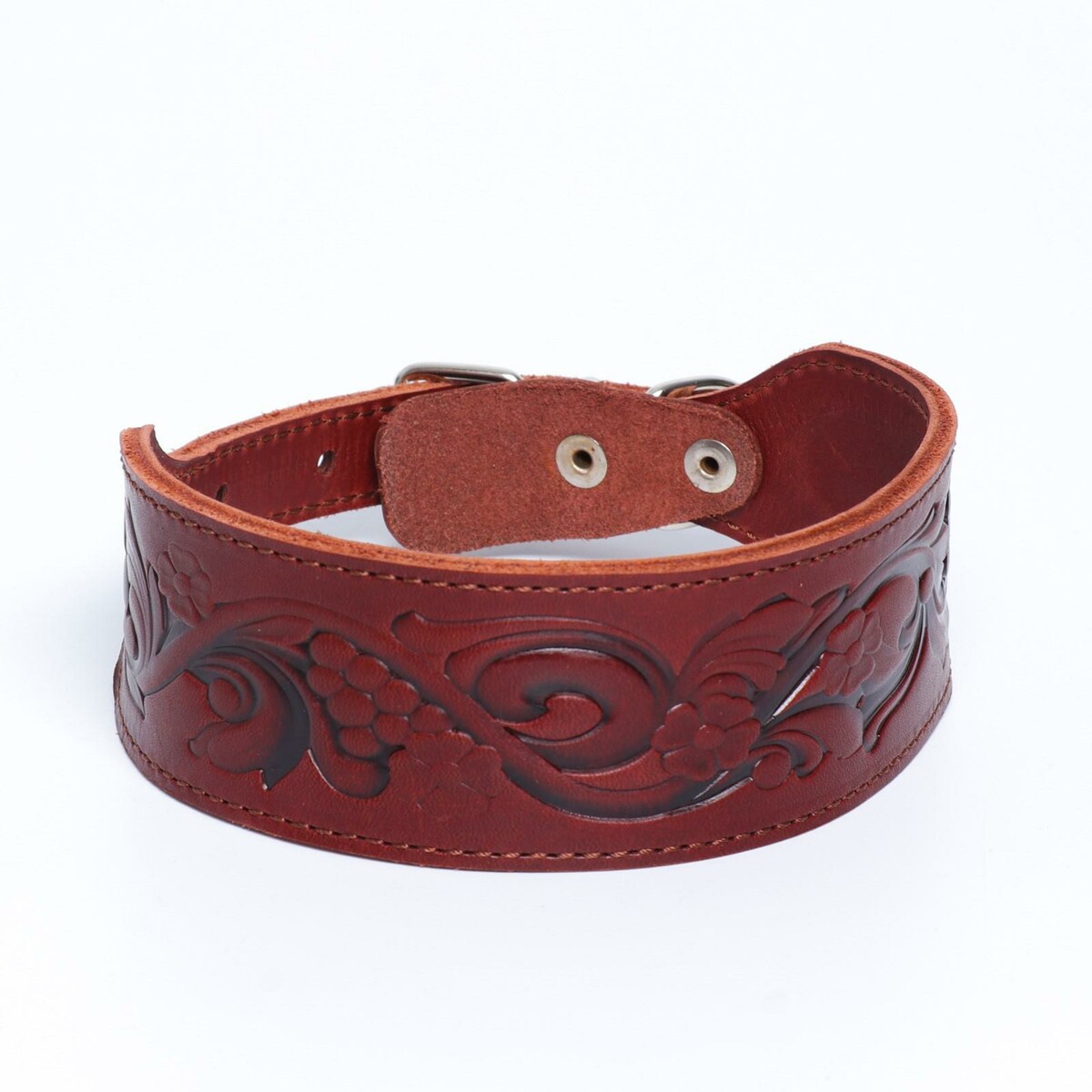 

Ошейник двухслойный с тиснением, Коричневый