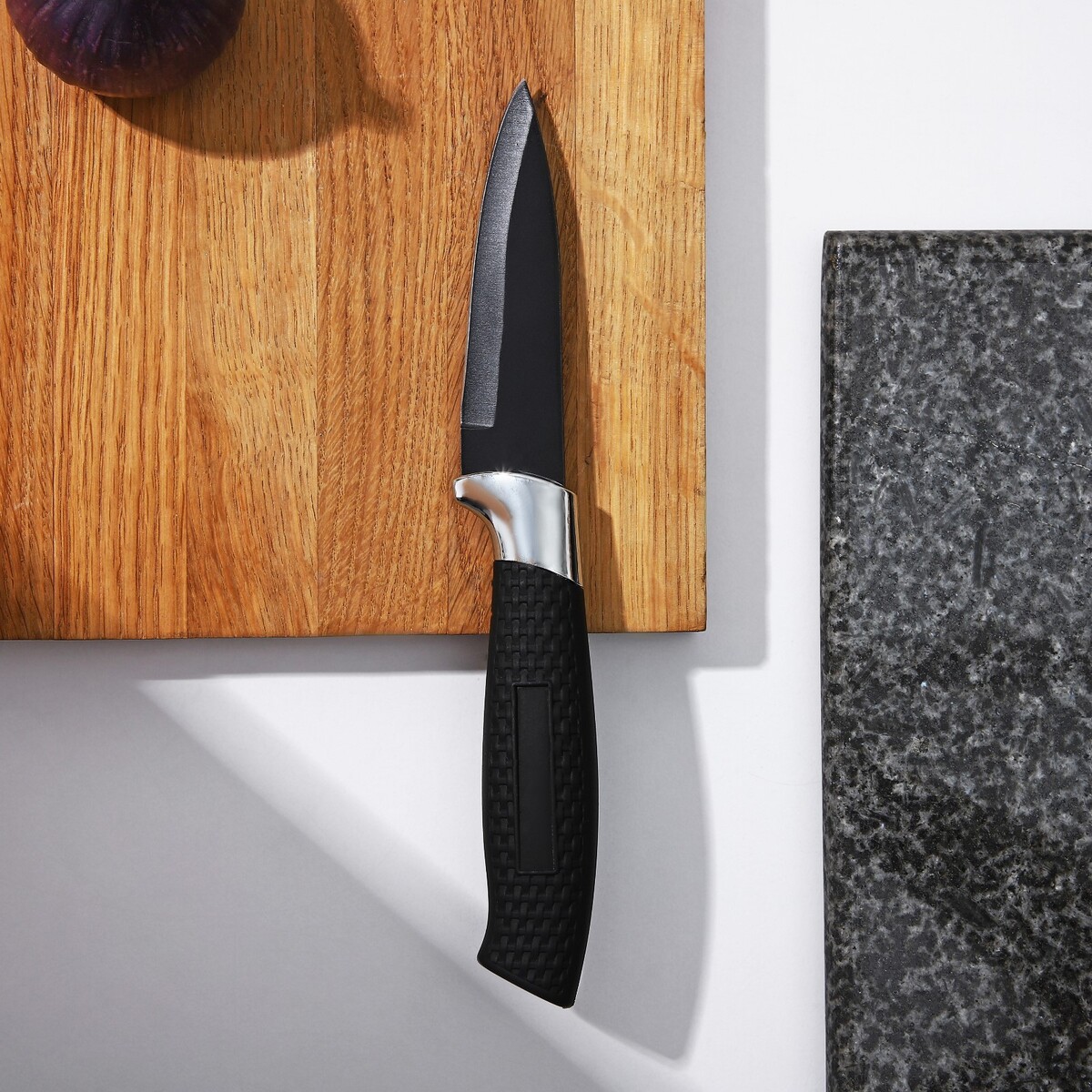 Нож кухонный с антиналипающим покрытием доляна губка для мытья посуды с ручкой доляна 24×5 см металл микс