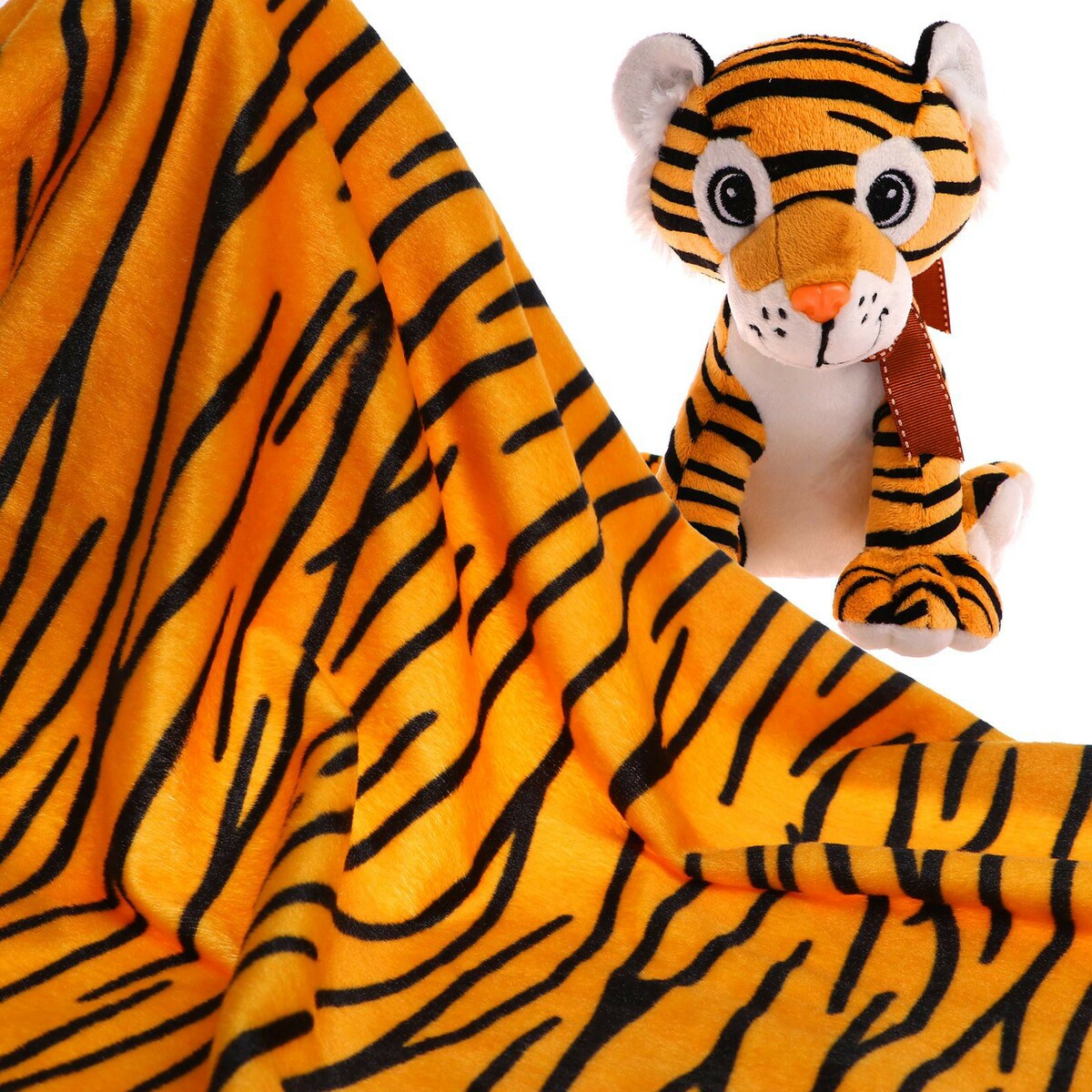 Лоскут для рукоделия, 53 × 53 см, мех тигровый яркий на трикотажной основе лоскут для рукоделия