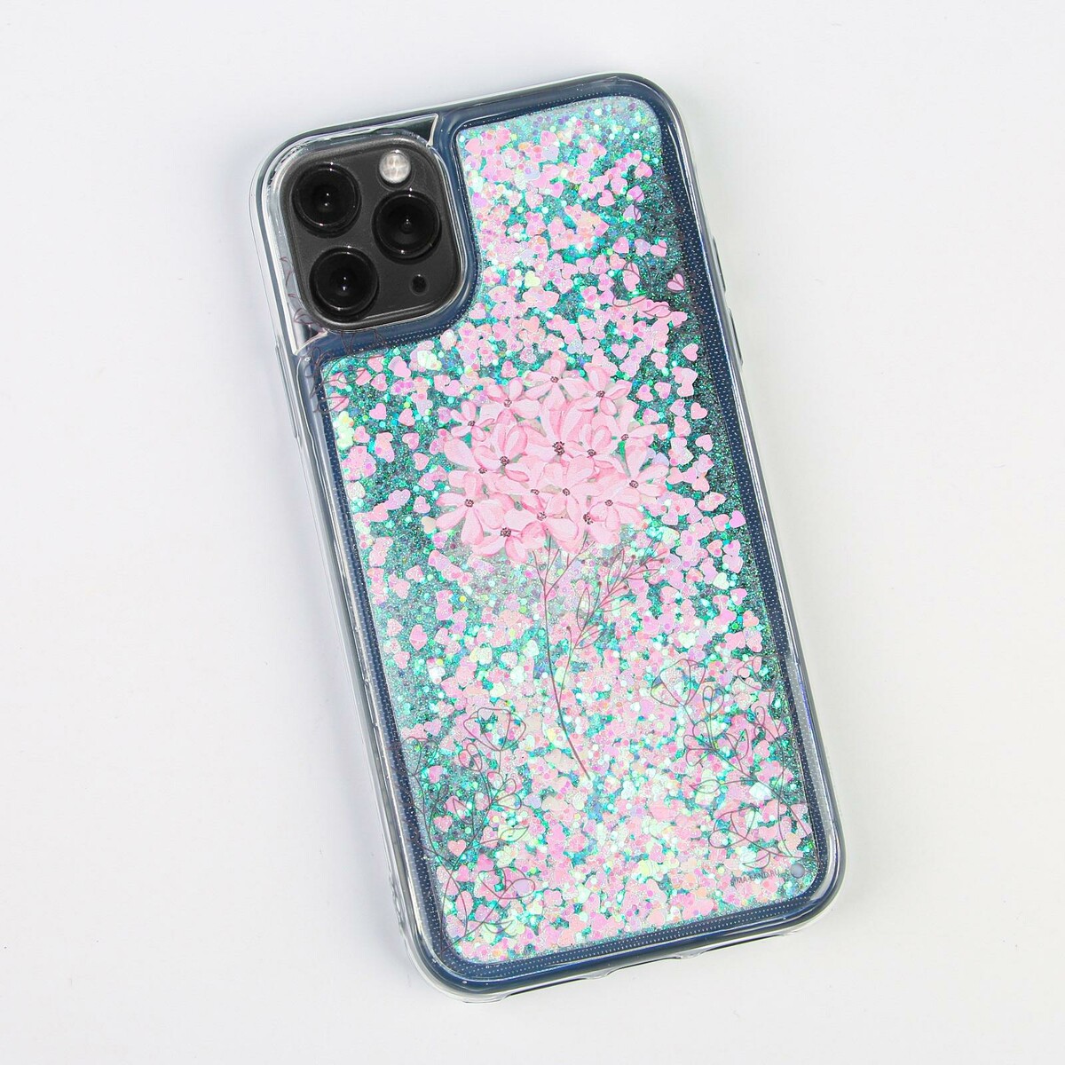 Чехол для телефона iphone 11 pro с блестками внутри flower, 7.14 × 14.4 см