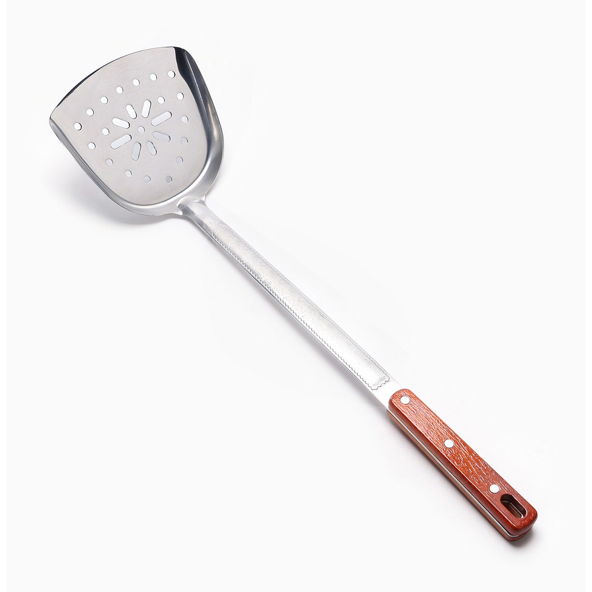 

Шумовка-лопатка для казана шафран, 45 см, ширина 14 см, узбекская, с деревянной ручкой, металл, Серебристый;коричневый