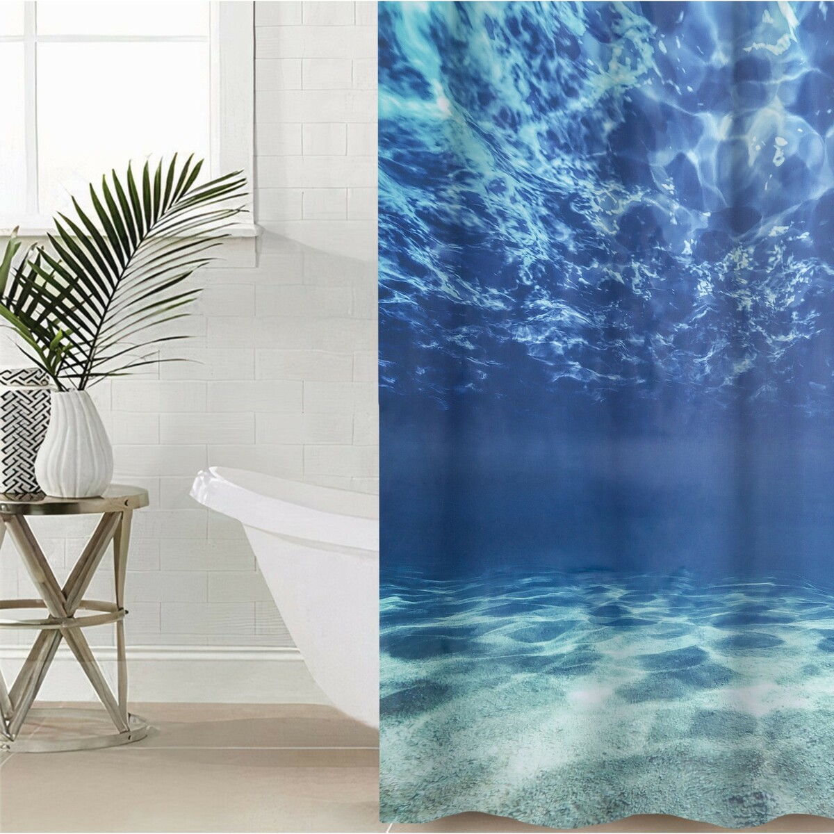 Штора для ванной доляна sea floor, с люверсами, 180×180 см, полиэстер Доляна