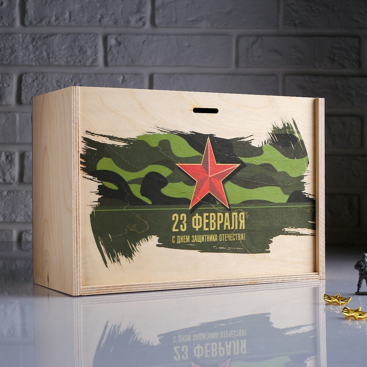 

Коробка подарочная 30×12×20 см деревянная пенал, Бежевый;разноцветный
