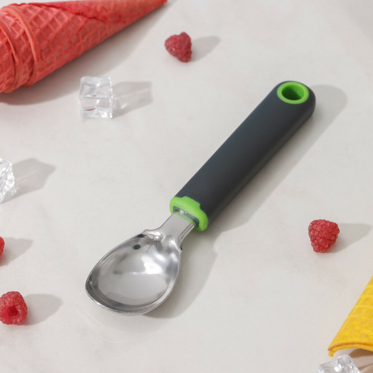 

Ложка для мороженого доляна lime, 19,5×4,2 см, цвет черно-зеленый, Серебристый;черный