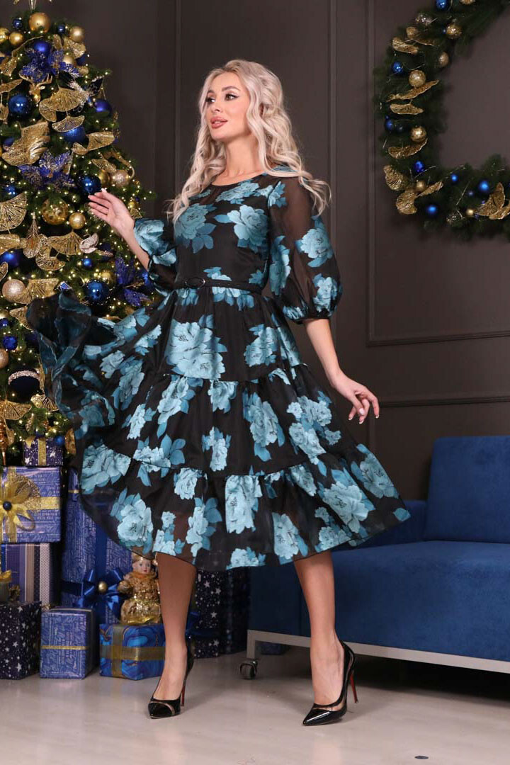 Мятное бальное платье с атласной юбкой артикул 102358 цвет мятный в Ростове-на-Дону