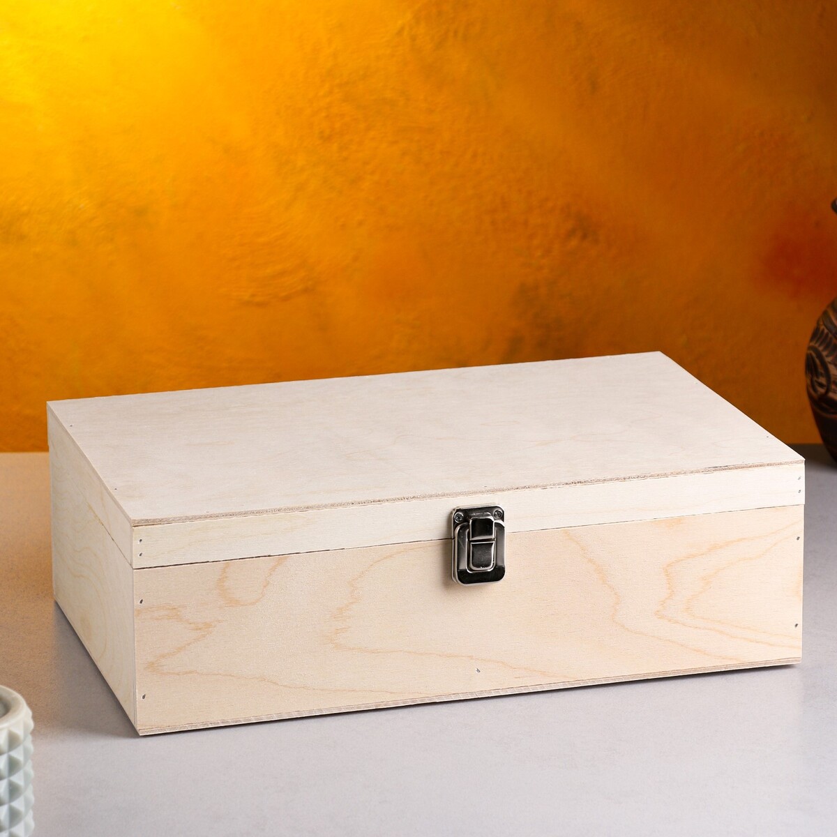 Подарочный ящик 34×21.5×10.5 см деревянный, с закрывающейся крышкой, без покраски