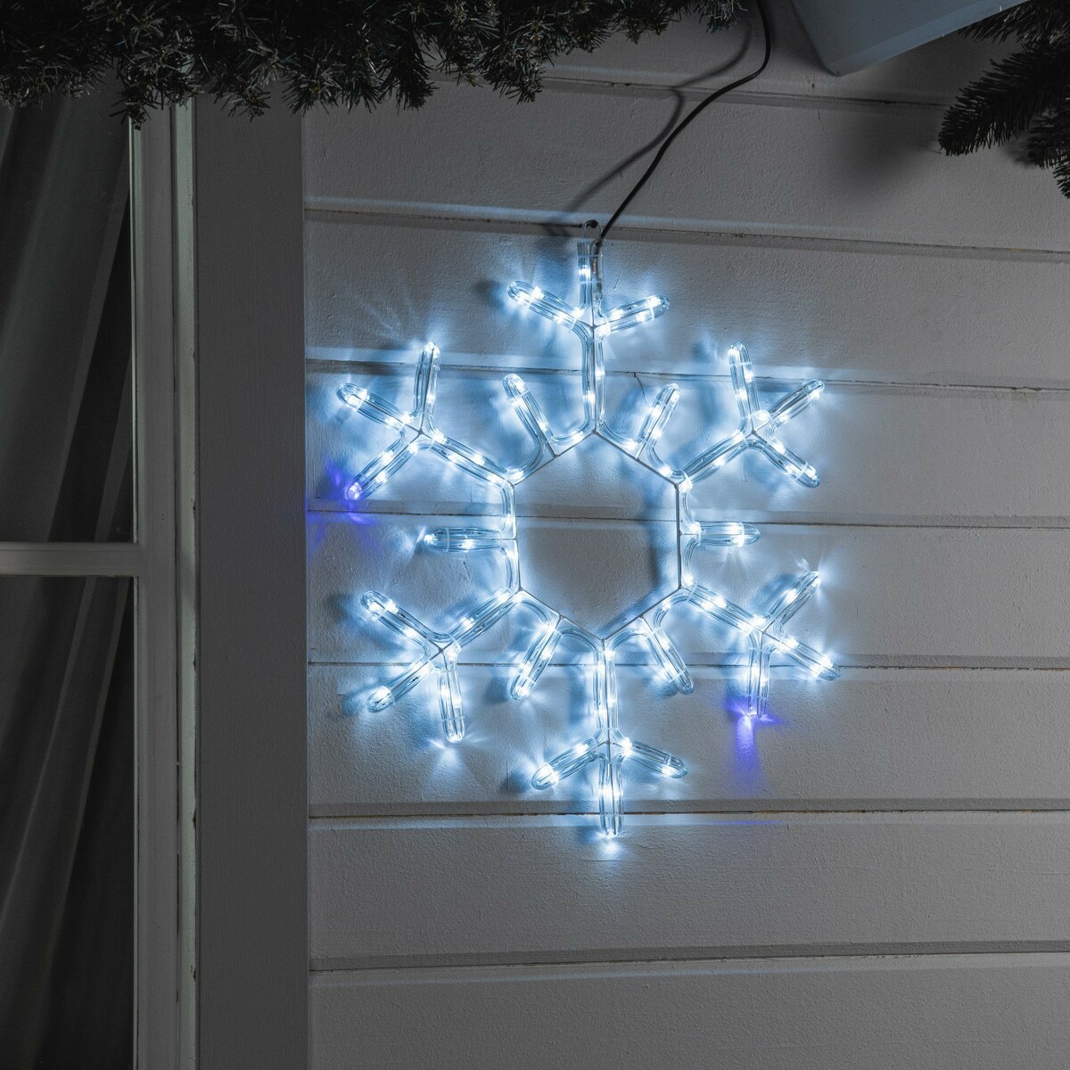 Светодиодная фигура светодиодная фигура снежинка 55 см дюралайт 144 led 220 в мерцание свечение синий белый