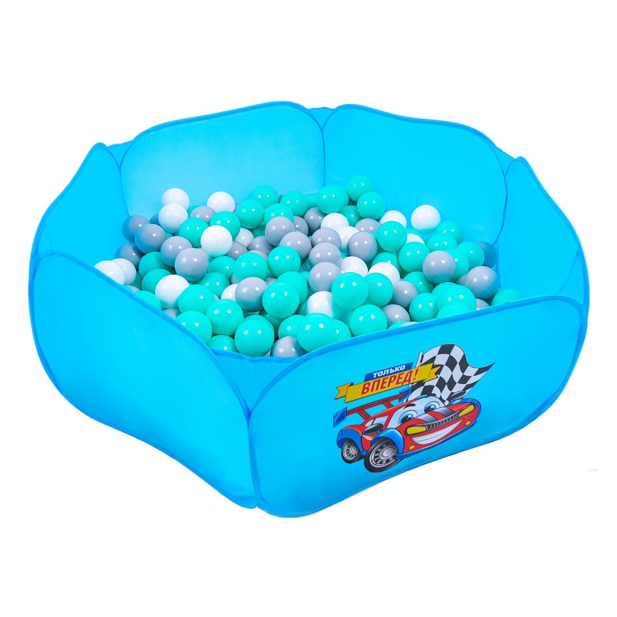Шарики для сухого бассейна с рисунком, диаметр шара 7,5 см, набор 30 штук, цвет бирюзовый, белый, серый playmobil игровой набор руины фей летучих мышей