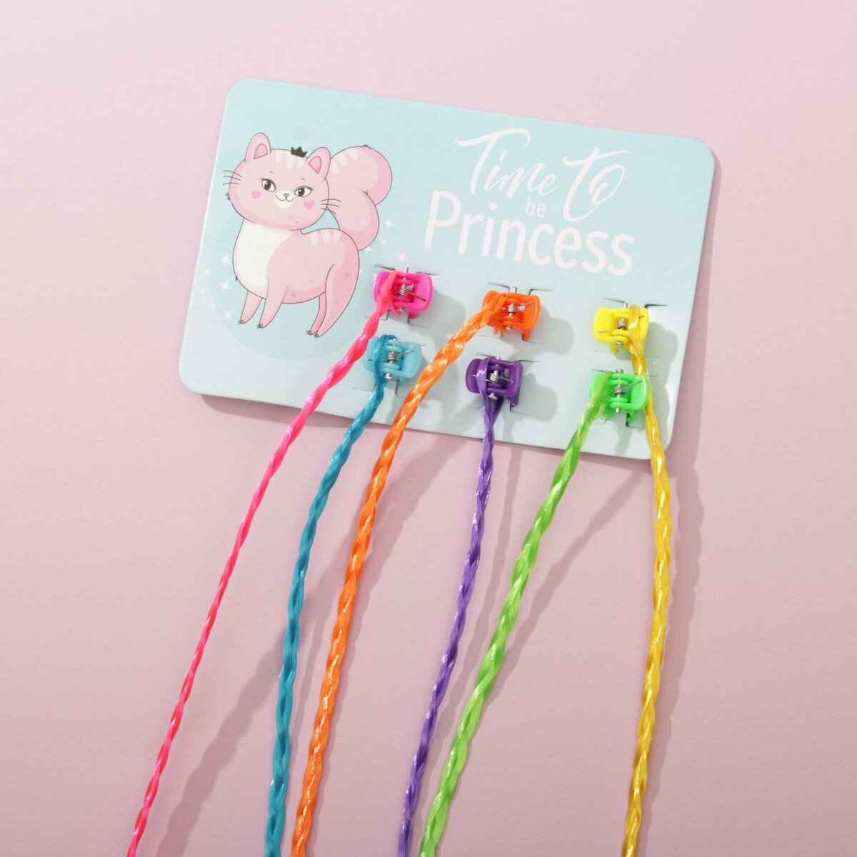 

Цветные пряди для волос на крабике time to be princess (6 шт), Разноцветный