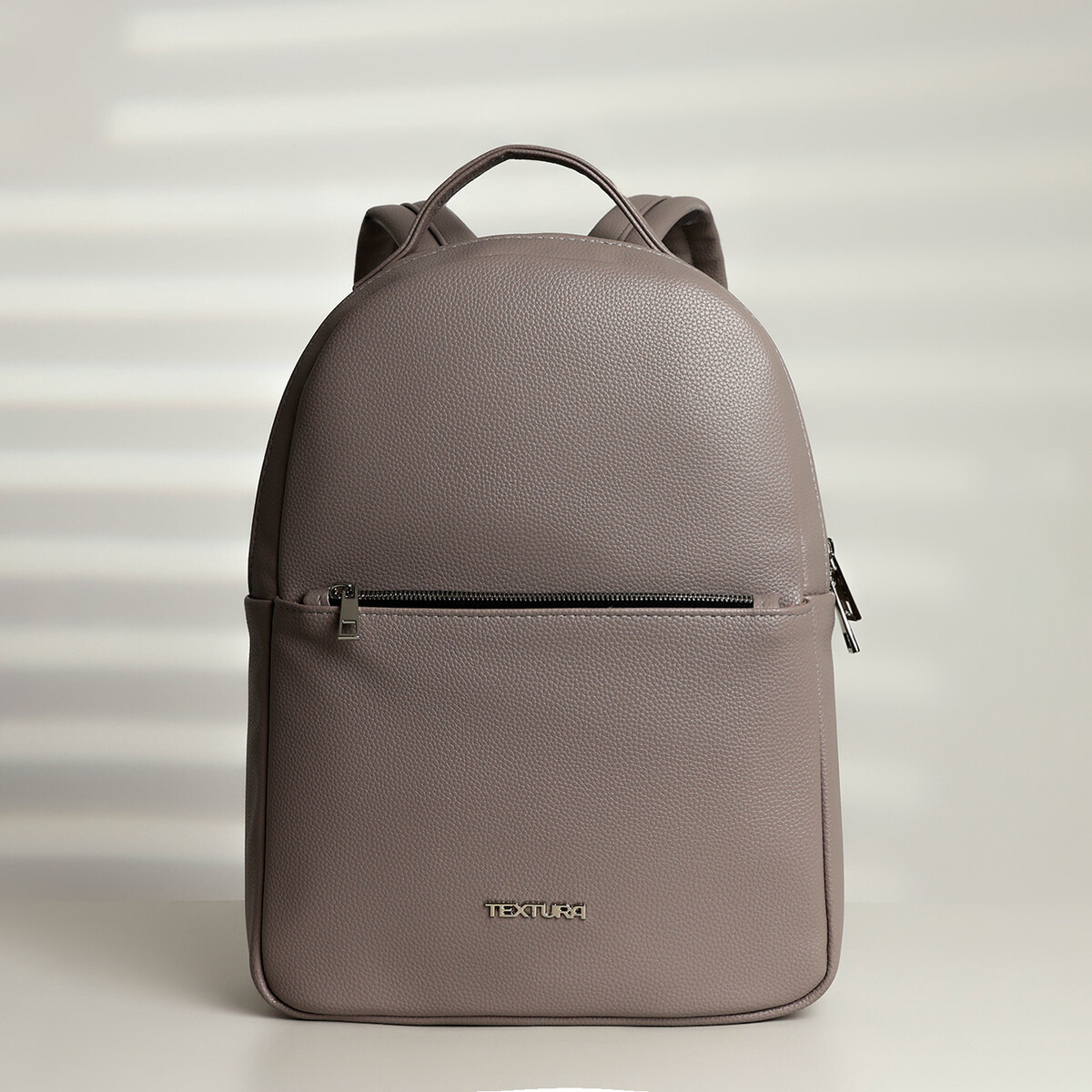 Рюкзак на молнии, textura, наружный карман, цвет серо-бежевый