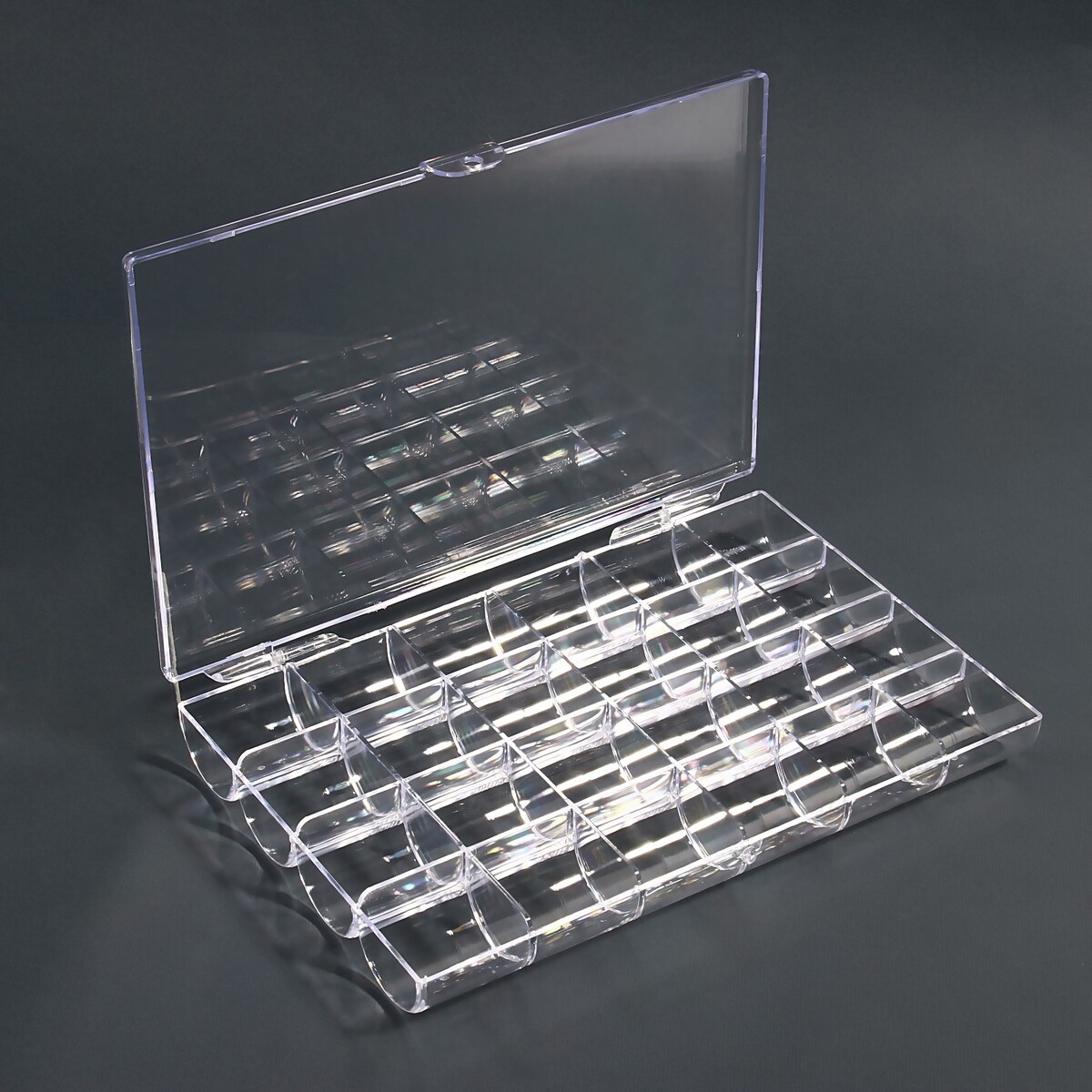 Органайзер для декора, 24 ячейки, 18 × 12 × 2,4 см, цвет прозрачный органайзер для ниток на 36 шпулек 14 5 × 12 × 2 5 см прозрачный