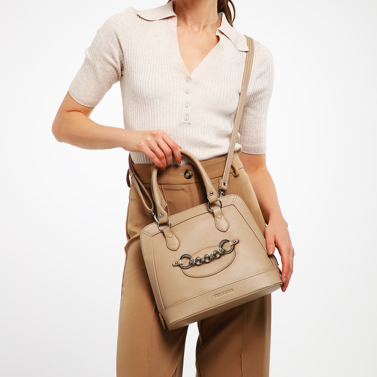Сумка женская textura, тоут, средний размер, цвет бежевый сумка тоут на молнии серый