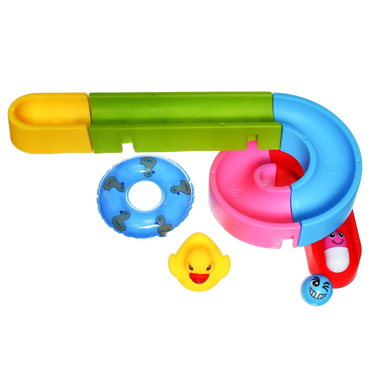 Игрушка водная горка для игры в ванной, конструктор, набор на присосках