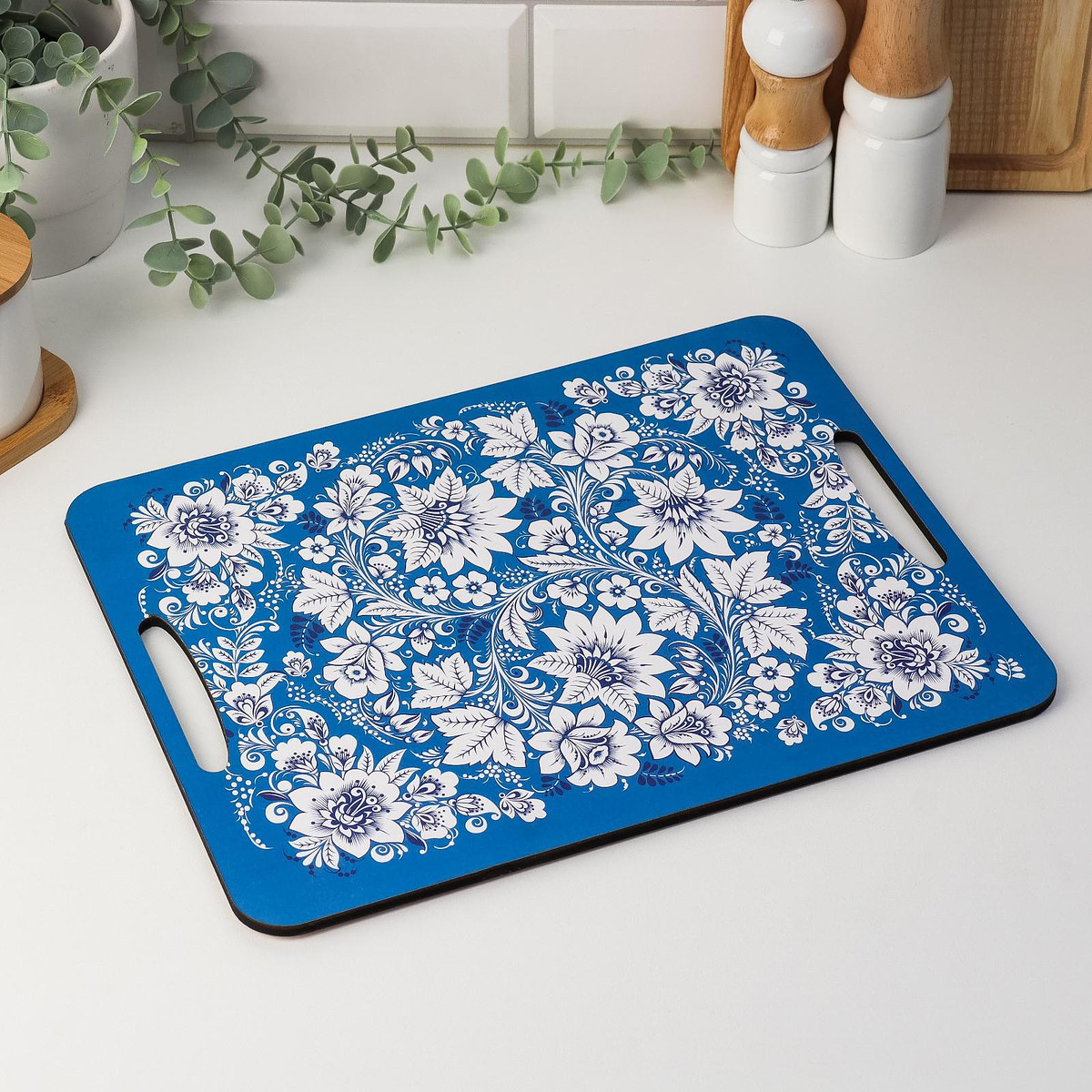 

Доска разделочная с ручками дарим красиво, Голубой